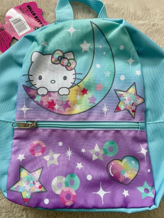 SALE! Hello Kitty Mini Backpack Aqua Purple Moon Stars Rainbow NWT Sanrio - Picture 2 of 6